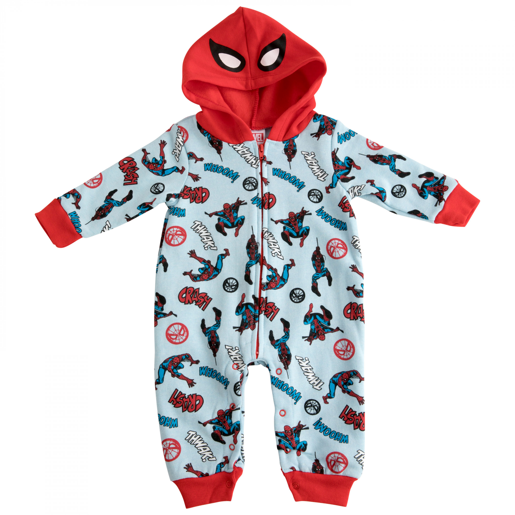 Spider-Man Comic Poses Infant Hooded Fleece Coveralls